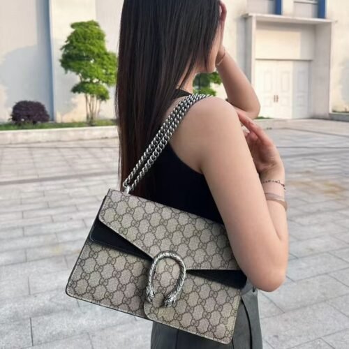 Gucci Beige & Black Small GG Dionysus Bag
